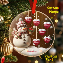 Load image into Gallery viewer, Custom Name Snowman Acrylic Ornament – Personalized Round Christmas Tree Decoration
