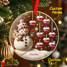 Load image into Gallery viewer, Custom Name Snowman Acrylic Ornament – Personalized Round Christmas Tree Decoration
