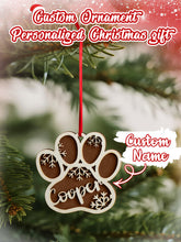 Load image into Gallery viewer, Personalized Dog Paw Snowflake Ornament – Custom Name Christmas Tree Decoration