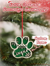 Load image into Gallery viewer, Personalized Dog Paw Snowflake Ornament – Custom Name Christmas Tree Decoration