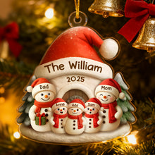 Load image into Gallery viewer, Personalized Family Snowman Acrylic Ornament – Custom Name Christmas Decoration