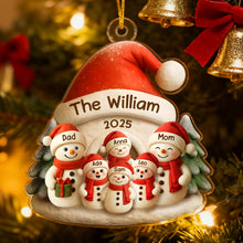 Load image into Gallery viewer, Personalized Family Snowman Acrylic Ornament – Custom Name Christmas Decoration