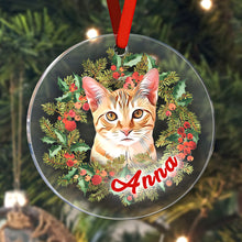 Load image into Gallery viewer, Personalized Pet Photo Christmas Ornament with Name