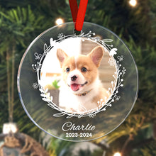 Load image into Gallery viewer, Personalized Pet Photo Christmas Ornament with Dog Name | Christmas Gift for Pet Lovers