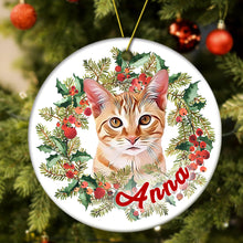 Load image into Gallery viewer, Personalized Pet Photo Christmas Ornament with Name