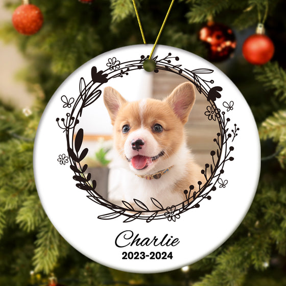 Personalized Pet Photo Christmas Ornament with Dog Name | Christmas Gift for Pet Lovers