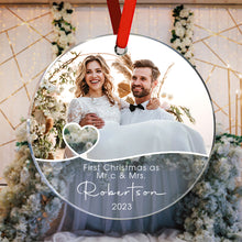 Load image into Gallery viewer, Personalized First Christmas Photo Ornament – Couples Keepsake