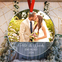 Load image into Gallery viewer, Personalized Engagement Photo Ornament – Christmas Gift for Couples