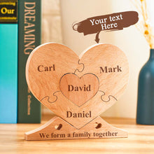 Load image into Gallery viewer, Custom Engraved Wooden Heart Puzzle – Family Name Home Decor