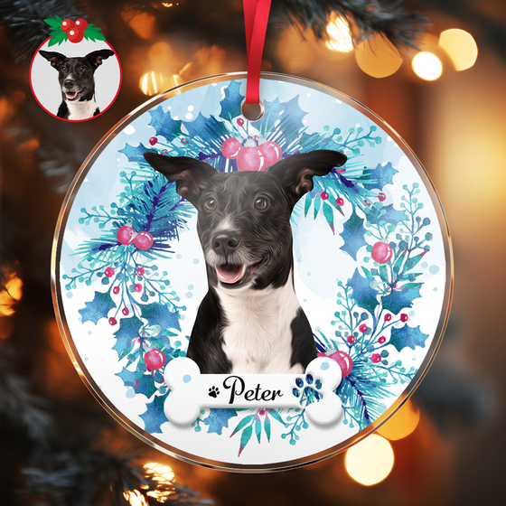 Personalized Pet Photo & Name Acrylic Ornament – Custom Pet Memorial Decoration