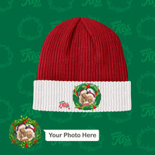Load image into Gallery viewer, Custom Photo Christmas Beanie – Unisex Winter Warm Knitted Hat (Kissing Under the Mistletoe)