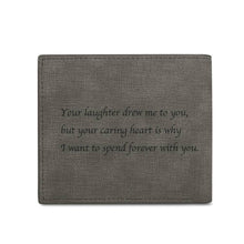 Load image into Gallery viewer, Personalized Men's Grey Bifold Photo Wallet for Dad