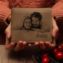 Load image into Gallery viewer, Personalized Men's Grey Bifold Photo Wallet for Dad