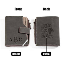 Load image into Gallery viewer, Personalized Photo Men’s Foldable Leather Wallet with Custom Text