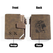 Load image into Gallery viewer, Personalized Photo Men’s Foldable Leather Wallet with Custom Text