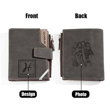 Load image into Gallery viewer, Personalized Photo Men’s Foldable Leather Wallet with Custom Text