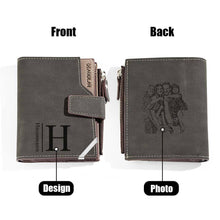Load image into Gallery viewer, Personalized Photo Men’s Foldable Leather Wallet with Custom Text