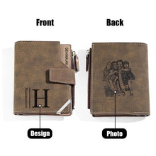 Load image into Gallery viewer, Personalized Photo Men’s Foldable Leather Wallet with Custom Text