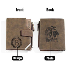 Load image into Gallery viewer, Personalized Photo Men’s Foldable Leather Wallet with Custom Text