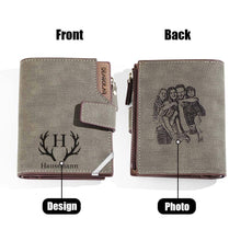 Load image into Gallery viewer, Personalized Photo Men’s Foldable Leather Wallet with Custom Text