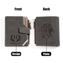Load image into Gallery viewer, Personalized Photo Men’s Foldable Leather Wallet with Custom Text