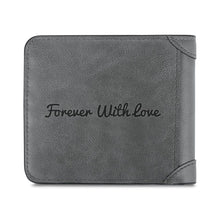 Load image into Gallery viewer, Personalized Men's Grey Bifold Photo Wallet for Dad