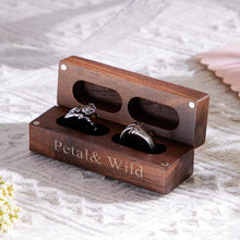 Load image into Gallery viewer, Engraved Wooden Double Ring Box for Engagement Proposals