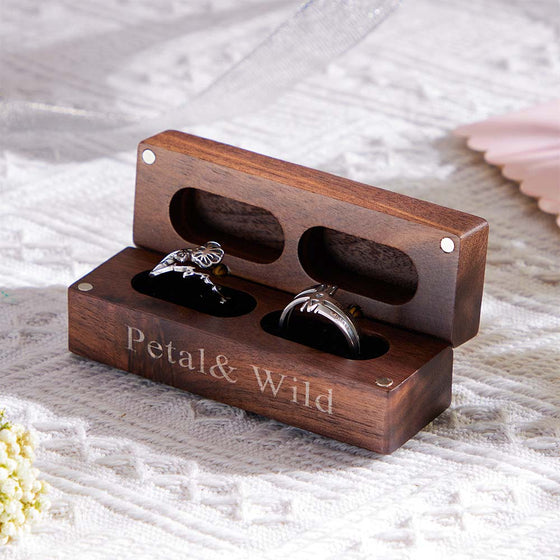 Engraved Wooden Double Ring Box for Engagement Proposals