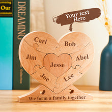 Load image into Gallery viewer, Custom Engraved Wooden Heart Puzzle – Family Name Home Decor