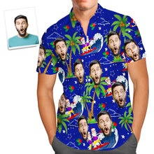 Load image into Gallery viewer, Custom Face Surfing Santa Hawaiian Shirt – Personalized Christmas Gift for Men