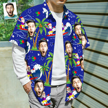 Load image into Gallery viewer, Custom Face Surfing Santa Hawaiian Shirt – Personalized Christmas Gift for Men