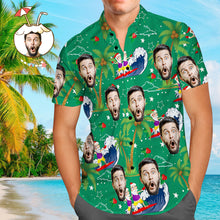 Load image into Gallery viewer, Custom Face Surfing Santa Hawaiian Shirt – Personalized Christmas Gift for Men