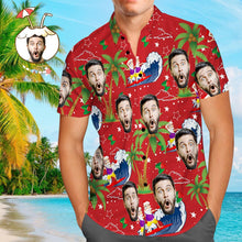 Load image into Gallery viewer, Custom Face Surfing Santa Hawaiian Shirt – Personalized Christmas Gift for Men