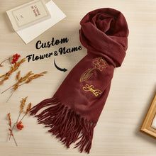 Load image into Gallery viewer, Personalized Birth Month Flower Name Scarf – Unique Christmas Gift