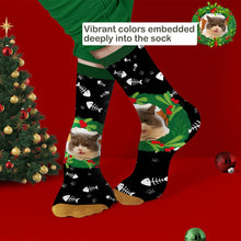 Load image into Gallery viewer, Custom Mistletoe & Fishbone Christmas Socks – Personalized Holiday Gift for Her