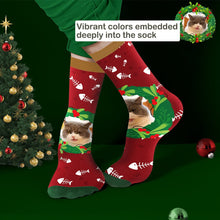 Load image into Gallery viewer, Custom Mistletoe & Fishbone Christmas Socks – Personalized Holiday Gift for Her