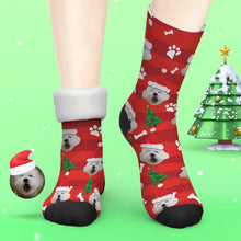 Load image into Gallery viewer, Custom Photo Santa Hat Thick Socks – Personalized Christmas Pet Gift