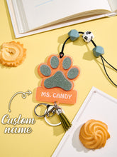 Load image into Gallery viewer, Personalized Glitter Paw ID Badge Lanyard with Text Beads and Tassels for Teachers and Pet Lovers