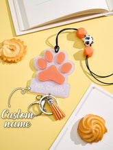 Load image into Gallery viewer, Personalized Glitter Paw ID Badge Lanyard with Text Beads and Tassels for Teachers and Pet Lovers