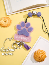 Load image into Gallery viewer, Personalized Glitter Paw ID Badge Lanyard with Text Beads and Tassels for Teachers and Pet Lovers
