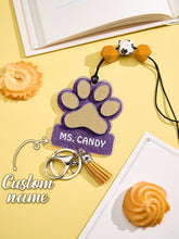 Load image into Gallery viewer, Personalized Glitter Paw ID Badge Lanyard with Text Beads and Tassels for Teachers and Pet Lovers