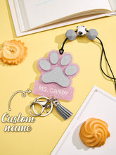 Load image into Gallery viewer, Personalized Glitter Paw ID Badge Lanyard with Text Beads and Tassels for Teachers and Pet Lovers
