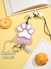 Load image into Gallery viewer, Personalized Glitter Paw ID Badge Lanyard with Text Beads and Tassels for Teachers and Pet Lovers