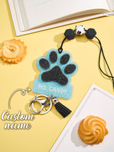 Load image into Gallery viewer, Personalized Glitter Paw ID Badge Lanyard with Text Beads and Tassels for Teachers and Pet Lovers
