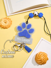 Load image into Gallery viewer, Personalized Glitter Paw ID Badge Lanyard with Text Beads and Tassels for Teachers and Pet Lovers