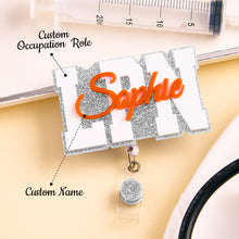 Load image into Gallery viewer, Personalized Glitter Name Acrylic Badge Reel for Nurses and Doctors