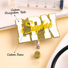 Load image into Gallery viewer, Personalized Glitter Name Acrylic Badge Reel for Nurses and Doctors