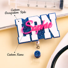 Load image into Gallery viewer, Personalized Glitter Name Acrylic Badge Reel for Nurses and Doctors