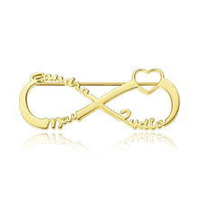Load image into Gallery viewer, Custom Infinity Name Brooch Personalized Nameplate Lapel Pin Memorial Gifts