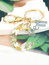 Load image into Gallery viewer, Personalized Beige Dried Flower Letter Keychain – Custom Initial Bag Charm